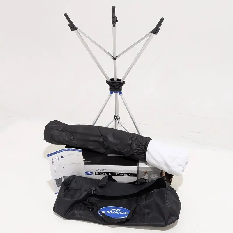 * OPEN BOX EXCELLENT * Savage Backdrop Extended Travel Kit (White, 5 x 12')