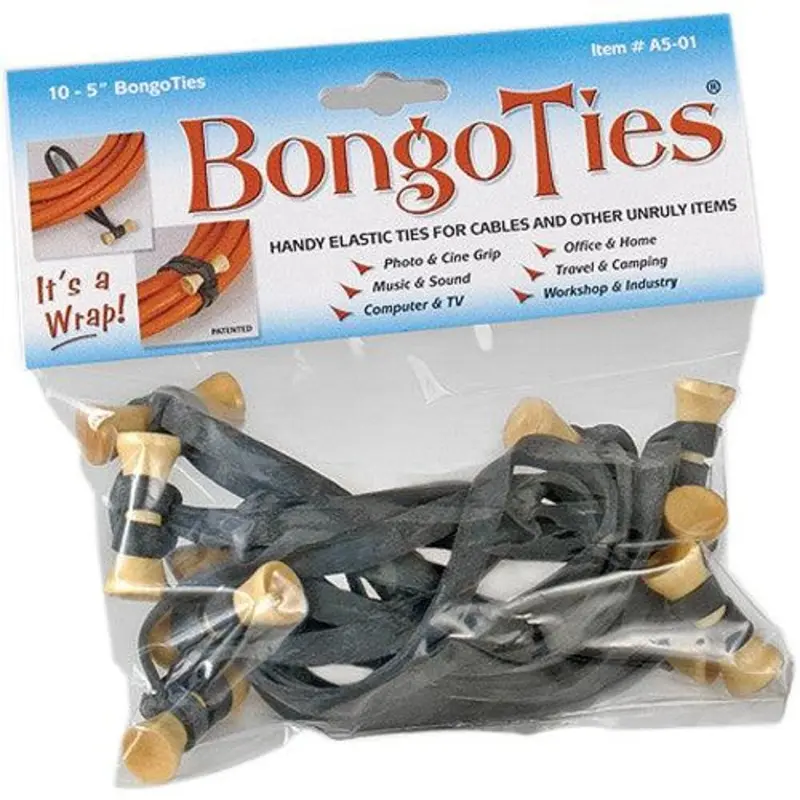 BongoTies Bamboo 5'' Elastic Cable Ties (10 Pack) - Natural