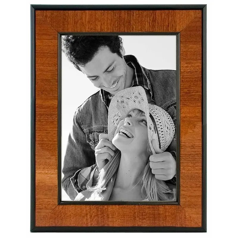 Malden 5x7 Burl Wood Walnut Picture Frame with Black Border