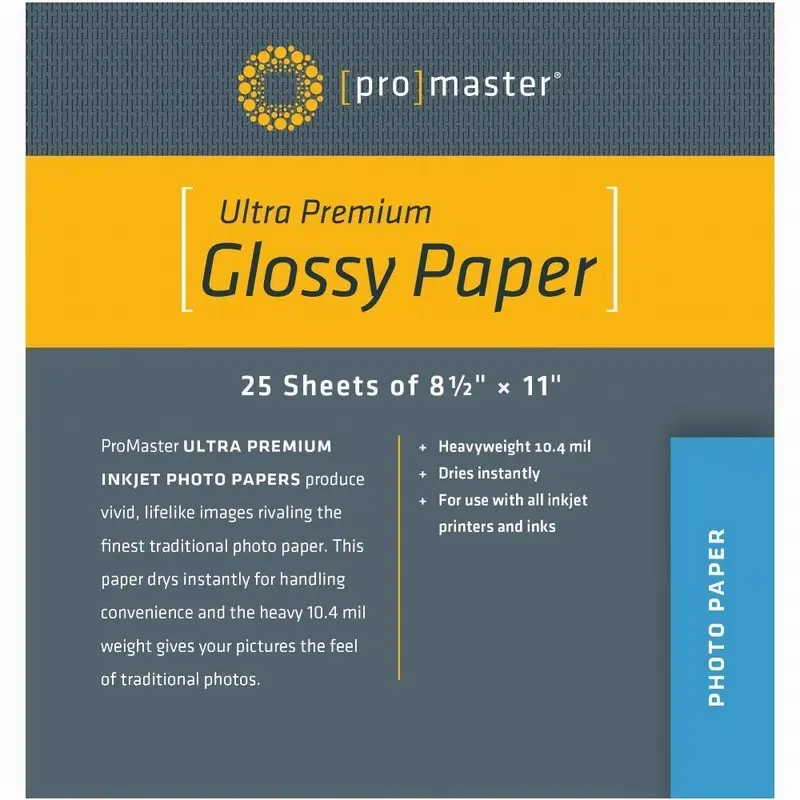 ProMaster Glossy Inkjet Photo Paper - 8 1/2 x 11'' - 25 sheets