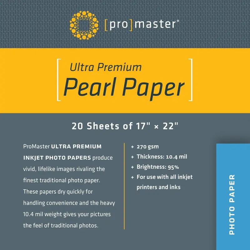 ProMaster Ultra Premium Pearl Inkjet Photo Paper - 17''x22'' - 20 Sheets