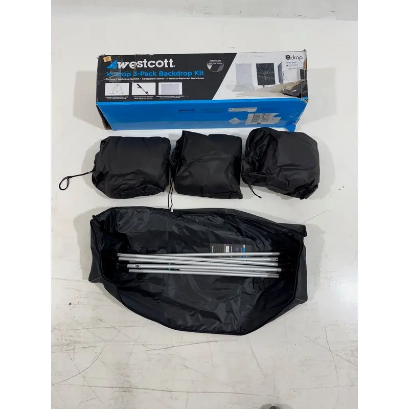 * OPEN BOX GOOD * Westcott X-Drop 3-Pack Backdrop Kit (5' x 7')