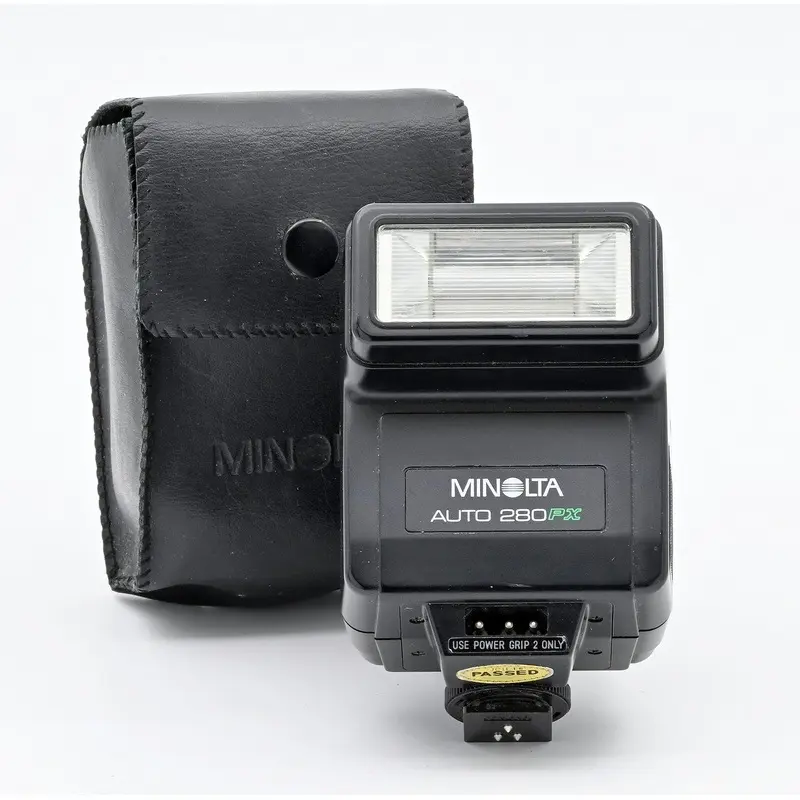 * USED * Minolta Auto 280 PX  Flash for Film X series Camera With Case