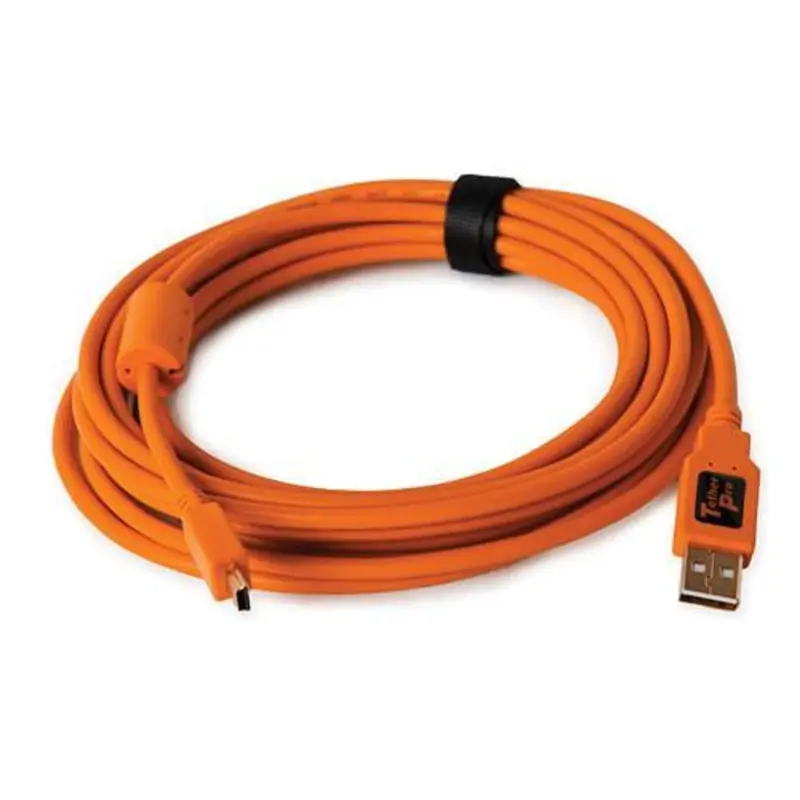 Tether Tools 15' TetherPro USB 2.0 A Male to Mini-B 5-Pin Gold Plated Cable