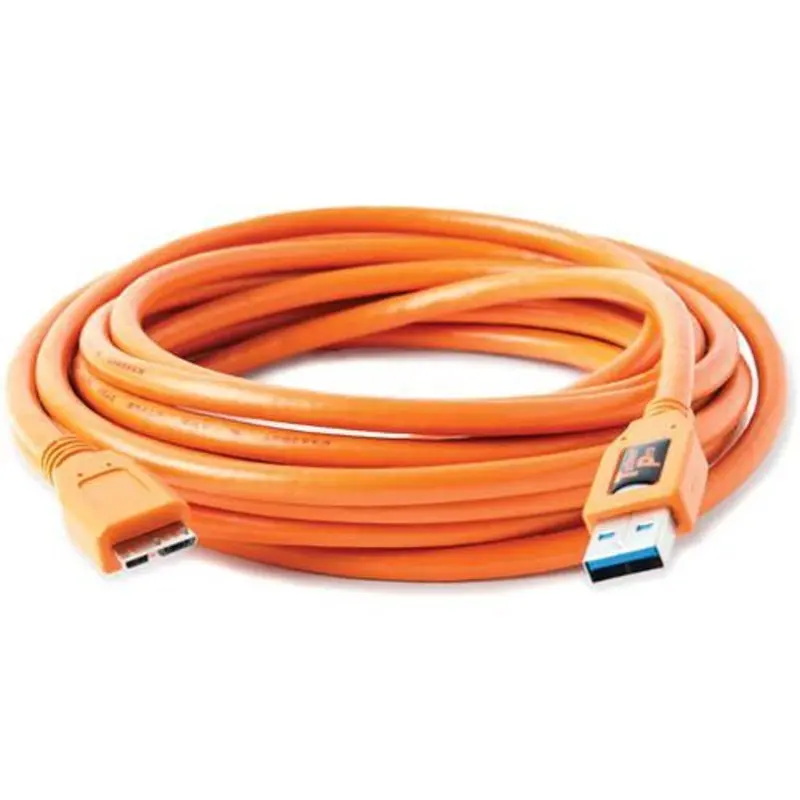Tether Tools TetherPro USB 3.0 male to Micro-B, 15' (Hi-Visibility Orange)