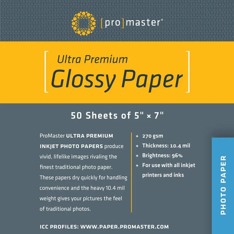 ProMaster Ultra Premium Glossy Paper - 5''x7'' - 50 Sheets