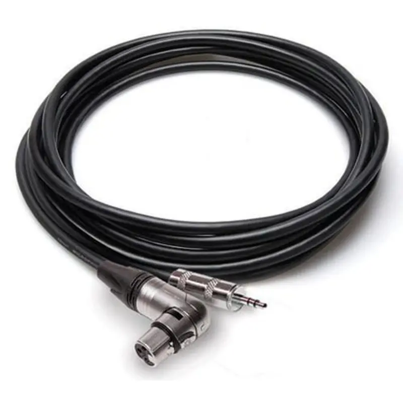 Hosa Camcorder Mic Cable - Neutrik Right-angle XLR3F to Hosa 3.5 mm TRS - 1.5 ft