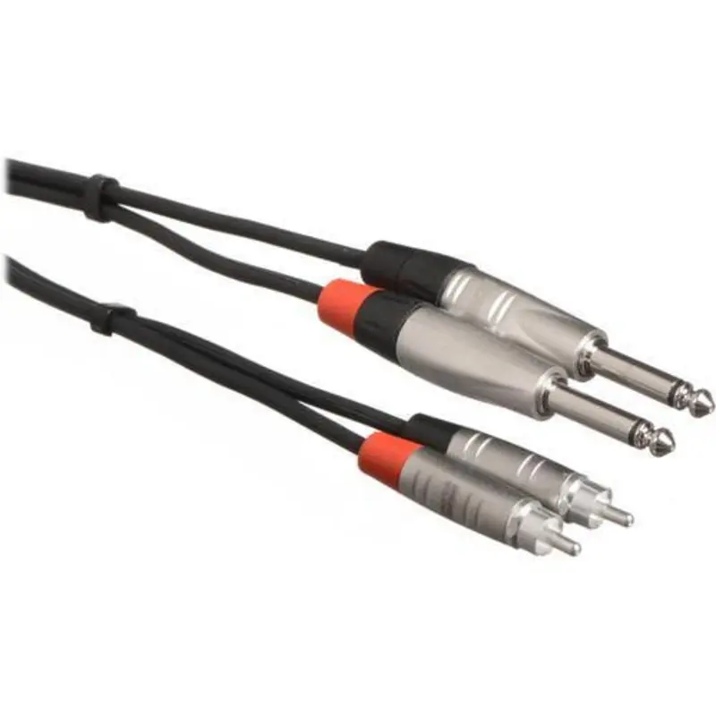 Hosa HPR-0010X2 Dual 1/4'' TS Male to Dual RCA Male Stereo Audio Cable (10')