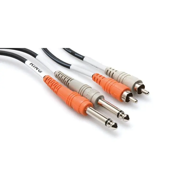 Hosa Two 1/4'' Phone Male to Two RCA Male Unbalanced Cable (Molded Plugs) - 6.6'