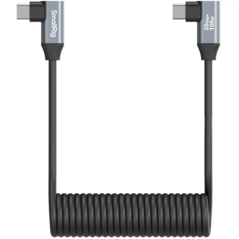 SmallRig USB-C Right Angled-to-Right Angled Coiled Data Cable (13.8")