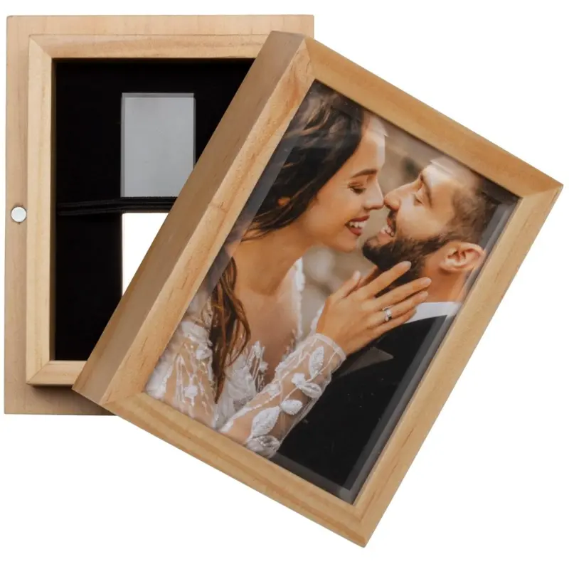Wood Flash Drive USB Box W/ Acrylic Cover