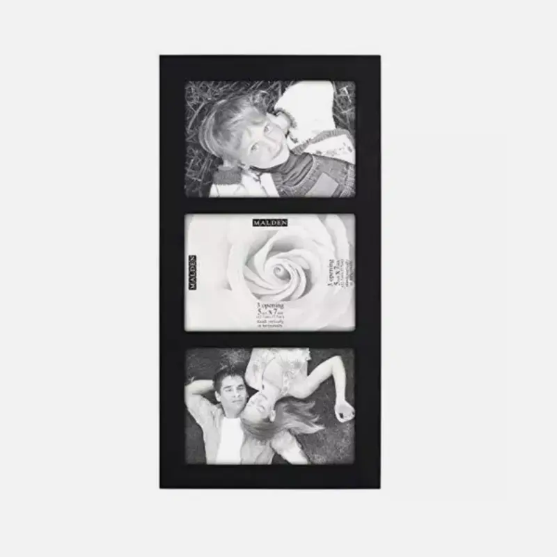 Malden 5x7 Collage Picture Frame, 3-Opening Display (Black)