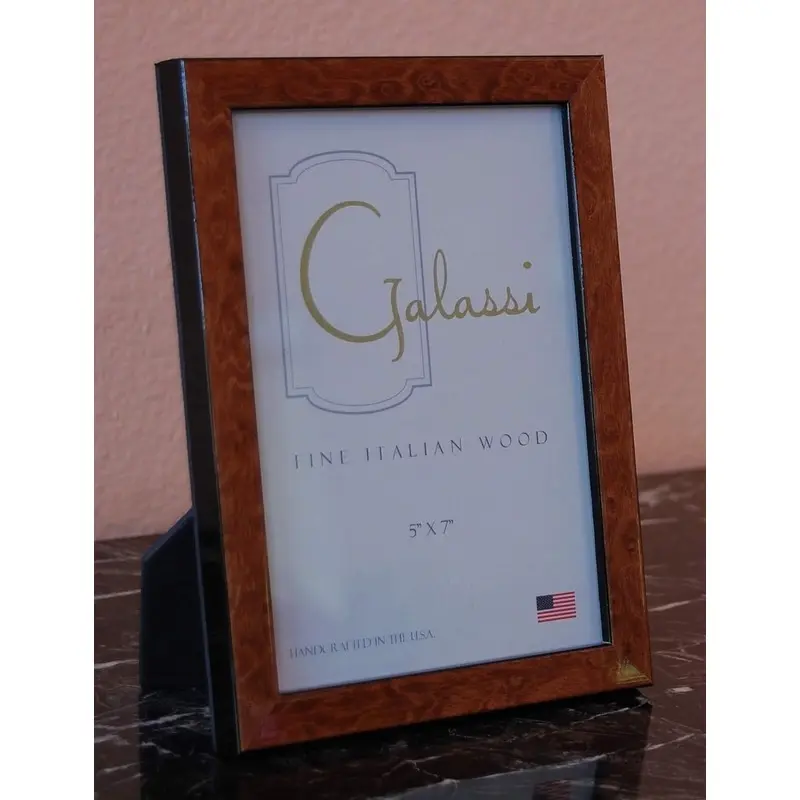 Galassi Italian Wood Photo Frame - Brown Burl - 5x7