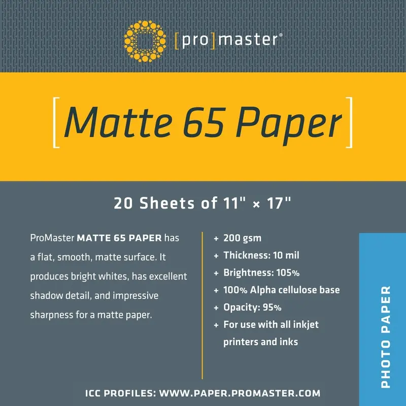 ProMaster Matter 65 Paper 11" x 17" - 20 Sheets (200 GSM)