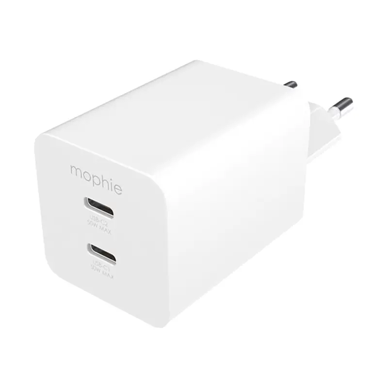 Mophie Essentials 50W Dual USB-C PD Wall Adapter (White)