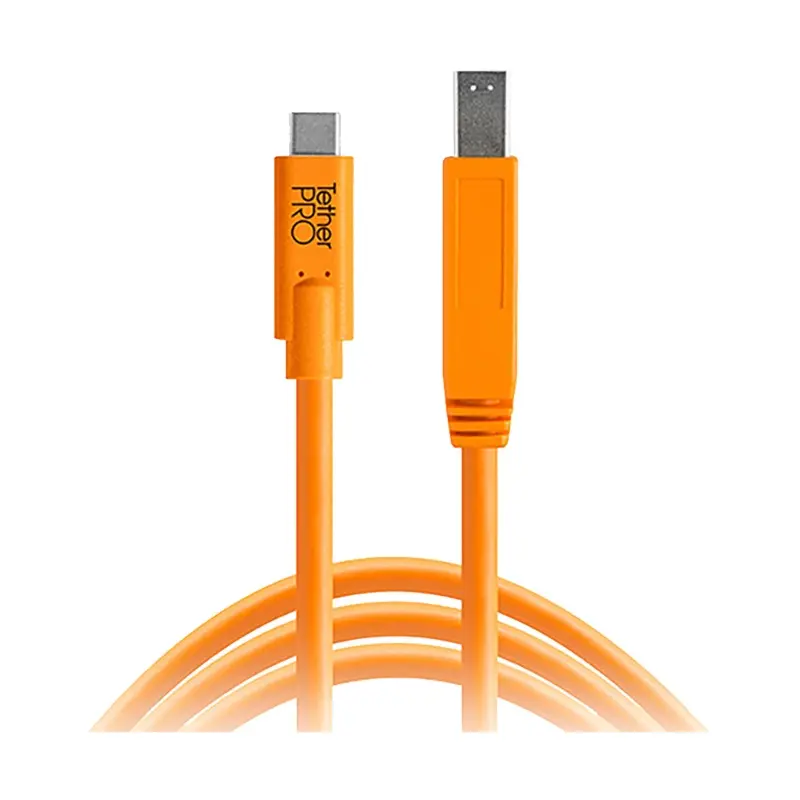 Tether Tools TetherPro USB Type-C Male to USB 3.0 Type-B Male Cable (15' - 4.5m, Orange)