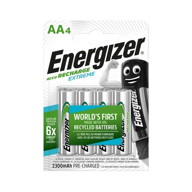 Energizer AA 2300mAh Recharge Extreme Rechargeable Batteries (Pack of 4)