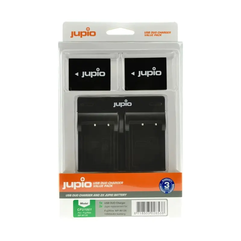 Jupio 2 x NP-W126S Batteries and USB Dual Charger Value Pack (1260mAh)