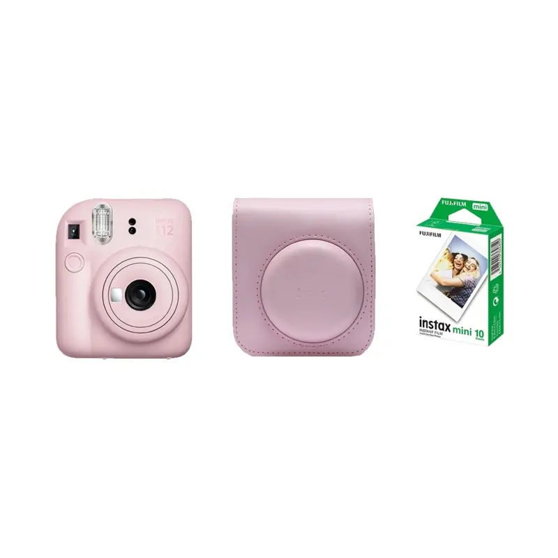 Fujifilm Instax Mini 12 Instant Film Camera Combo with 1 Film and Case (Blossom Pink)