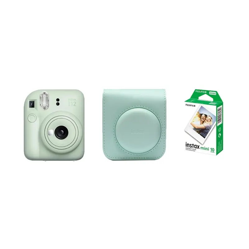 Fujifilm Instax Mini 12 Instant Film Camera Combo with 1 Film and Case (Mint Green)