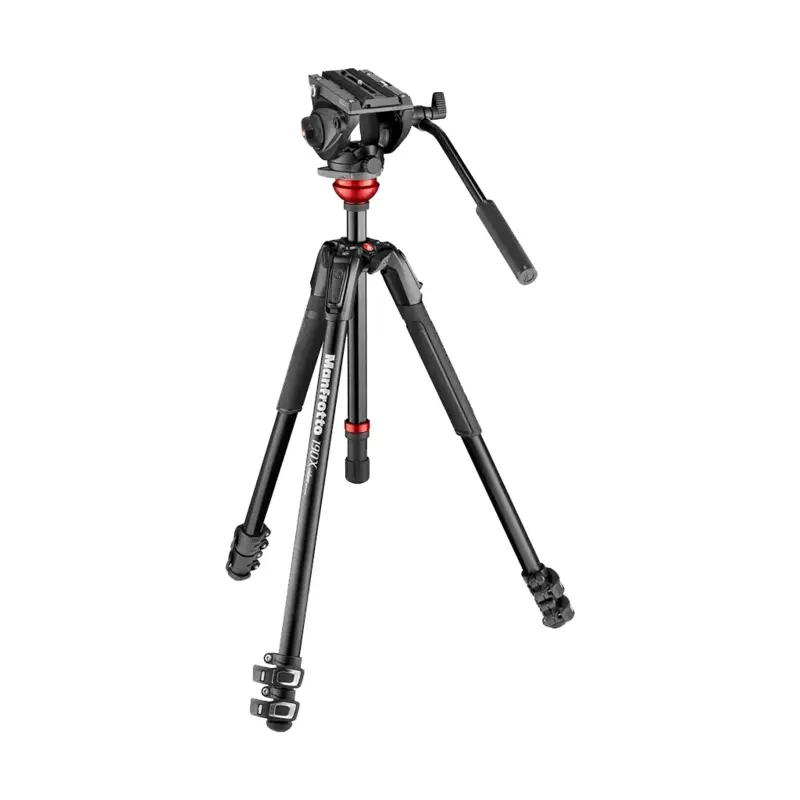 Manfrotto 500 Fluid Video Head with 190X Video Aluminium Tripod & Leveling Column Kit