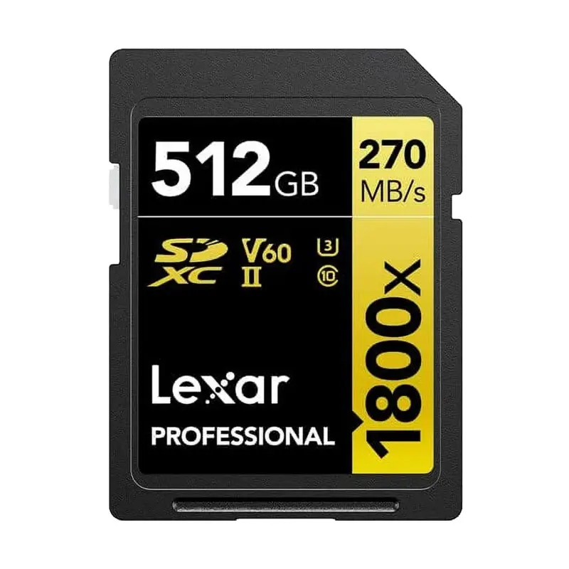 Lexar 512GB Professional 1800x UHS-II SDXC Memory Card (GOLD Series)