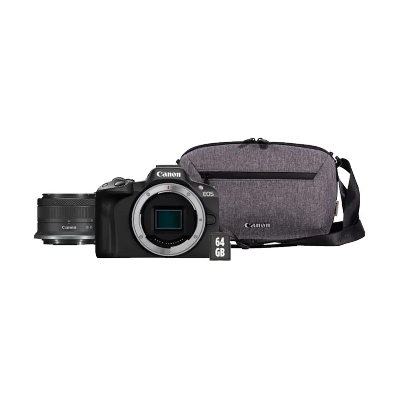 Canon EOS R50 Mirrorless Camera with 18-45mm Lens with Bag and SD Card