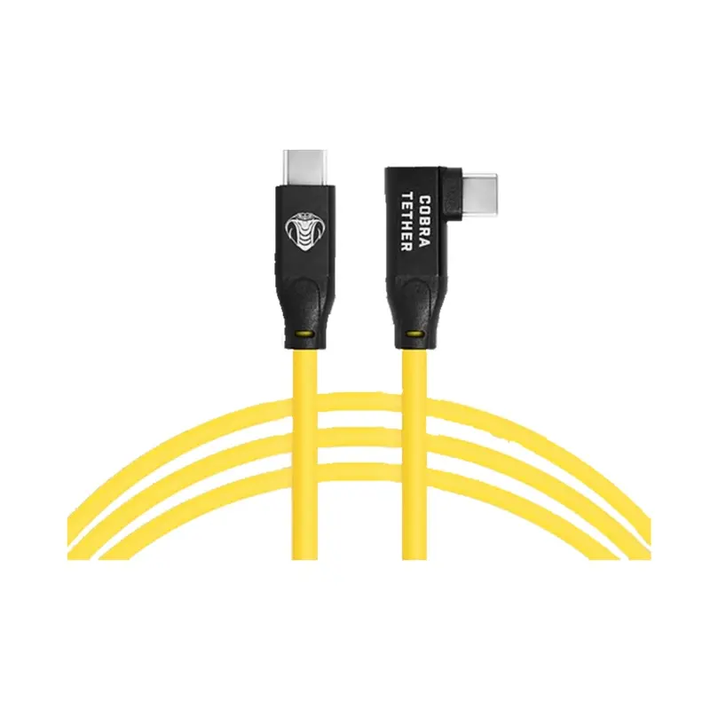 CobraTether Straight to 90 Degree Angle USB-C Tether Cable (5m, Yellow)