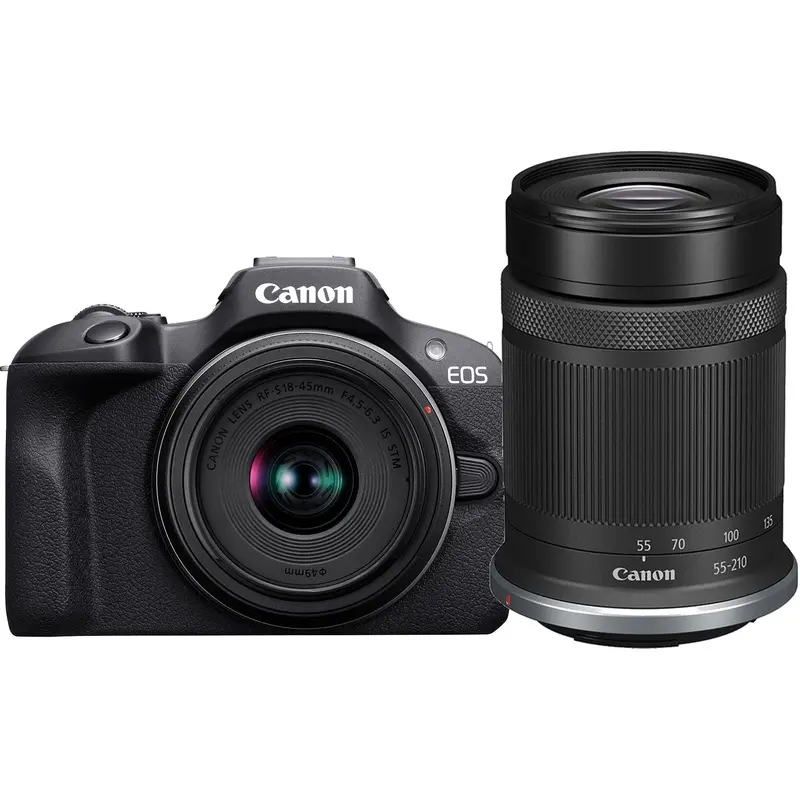 Canon EOS R100 Mirrorless Camera with 18-45mm & 55-210mm Lens
