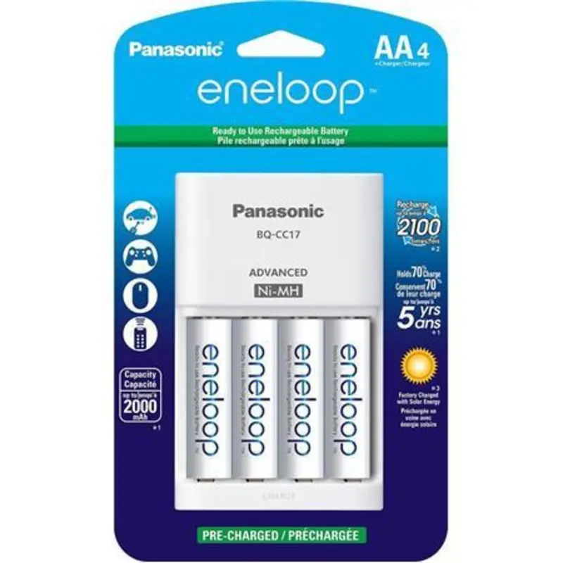 Panasonic Eneloop AA Rechargeable  Batteries + Charger Kit (4 AA)