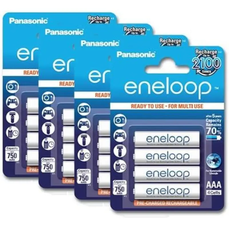 Panasonic eneloop AAA Rechargeable Ni-MH Batteries (800mAh, 4-Pack)