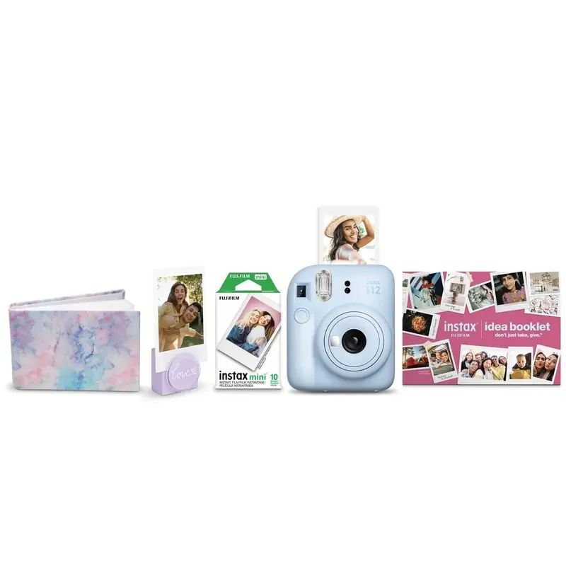 FUJIFILM INSTAX MINI 12 Instant Film Holiday Camera Bundle (Pastel Blue)