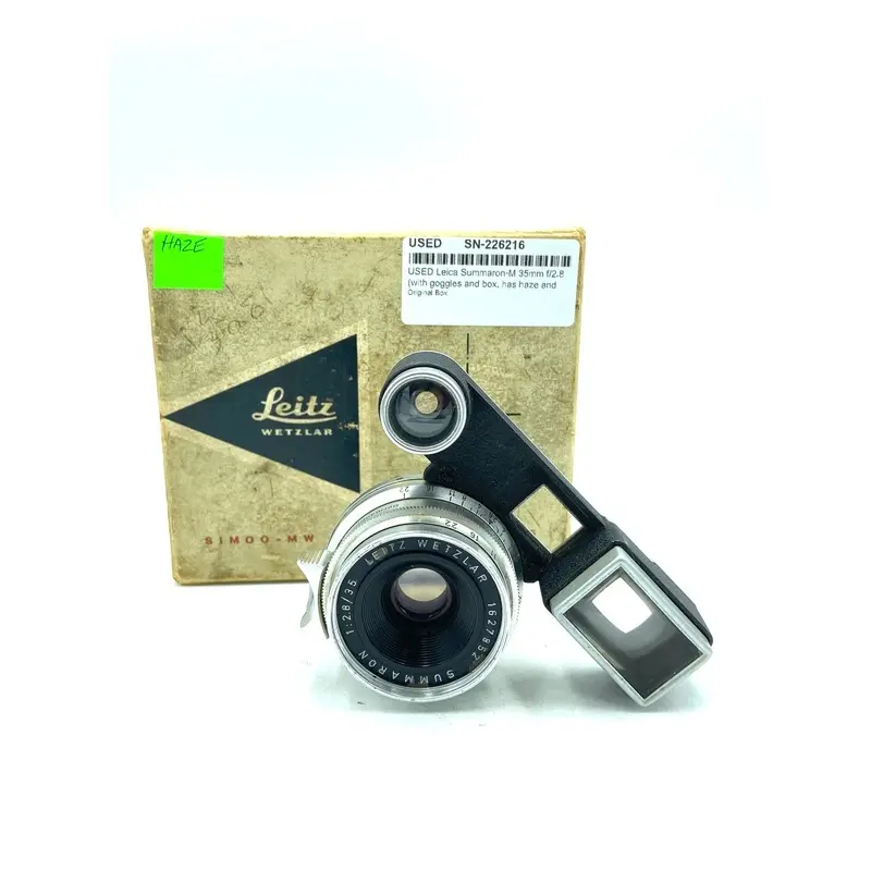 USED Leica Summaron-M 35mm f/2.8 (with goggles and box. has haze and oil on blades)