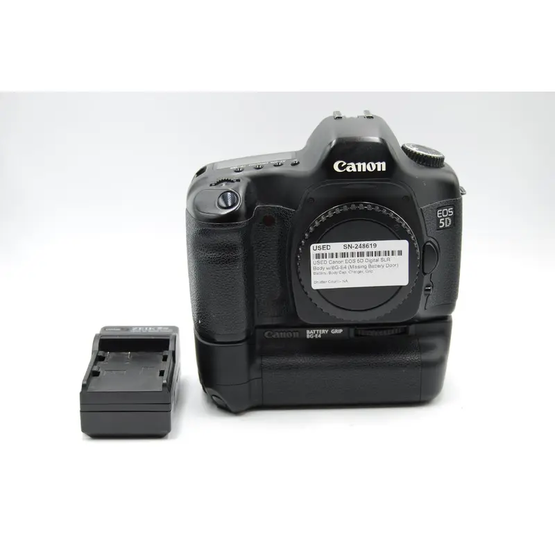 USED Canon EOS 5D Digital SLR Body w/BG-E4 (Missing Battery Door)